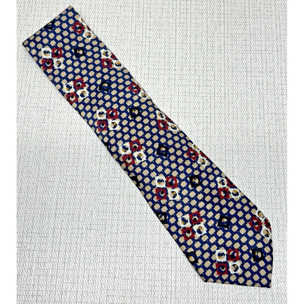 IZOD Necktie Mens OS Blue Geometric Silk Classic Professional Office Preppy